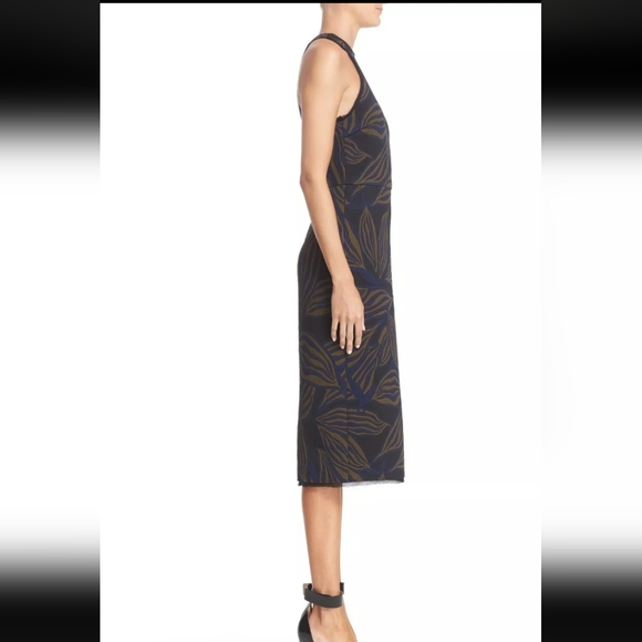 NWT Jason WuBlack Olive Blue Floral Tech Jacquard Sheath Dress - Picture 5 of 11